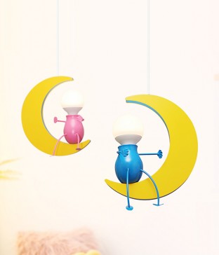치즈문 1등 펜던트조명, 키즈조명, 아이방등(블루,핑크)